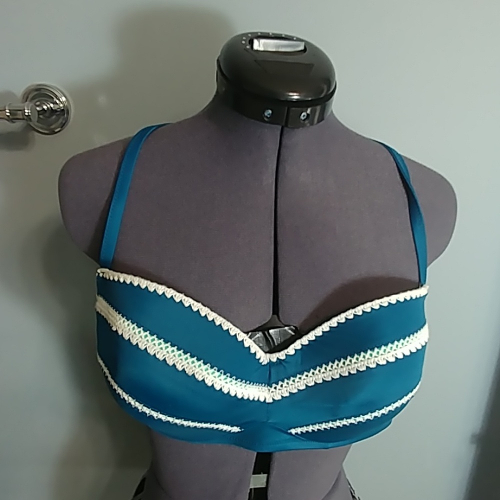 Shade & Shore Blue and White Bikini Top